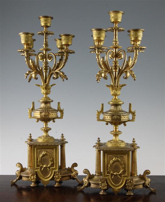 Pair of Louis XVI style ormolu candelabra(-)